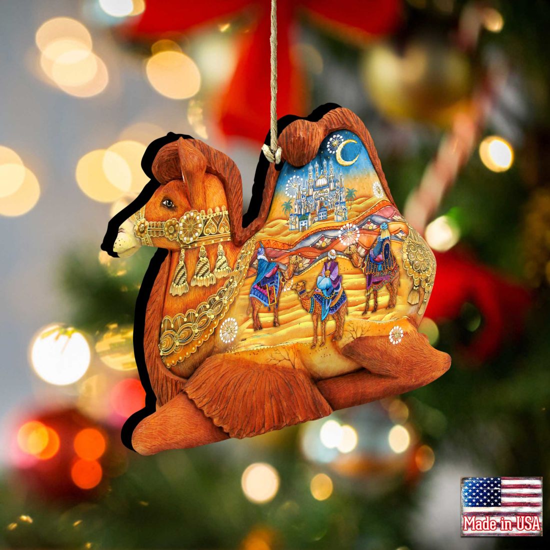 Camel Three Kings Nativity Wooden Ornaments by G. DeBrekht - Nativity Holiday Decor - 8126519