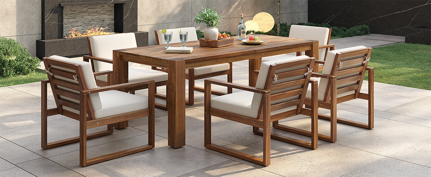 TREXM Patio Table and Chairs Set, 7-Piece Outdoor Dining Set for 6