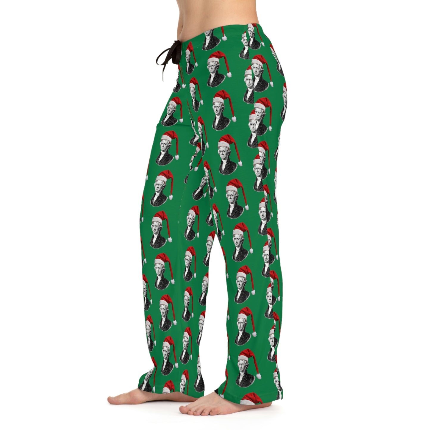 Thomas Jefferson Santa Hat Women's Pajama Pants - 4LibertyShop.com