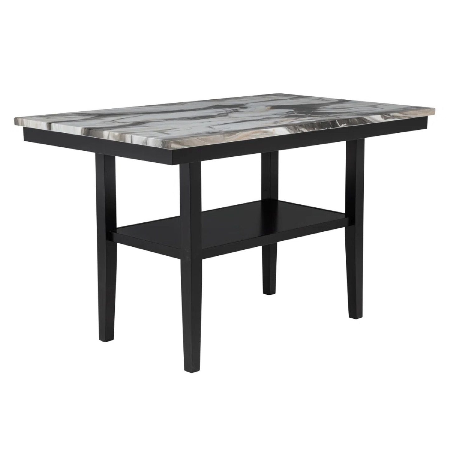 5 Piece Counter Dining Set With Table, Chairs - Black / Brown