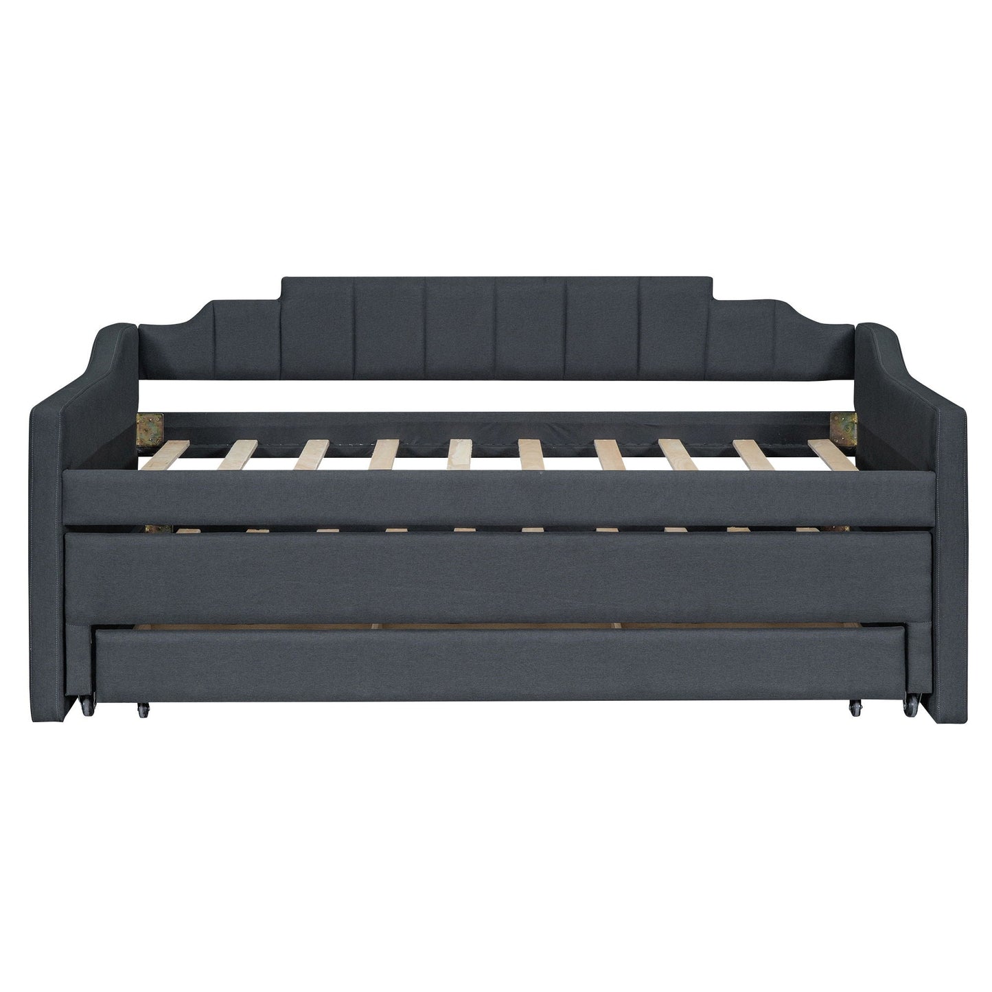 Upholstered Simple Design Daybed With Trundle And 3 Drawers