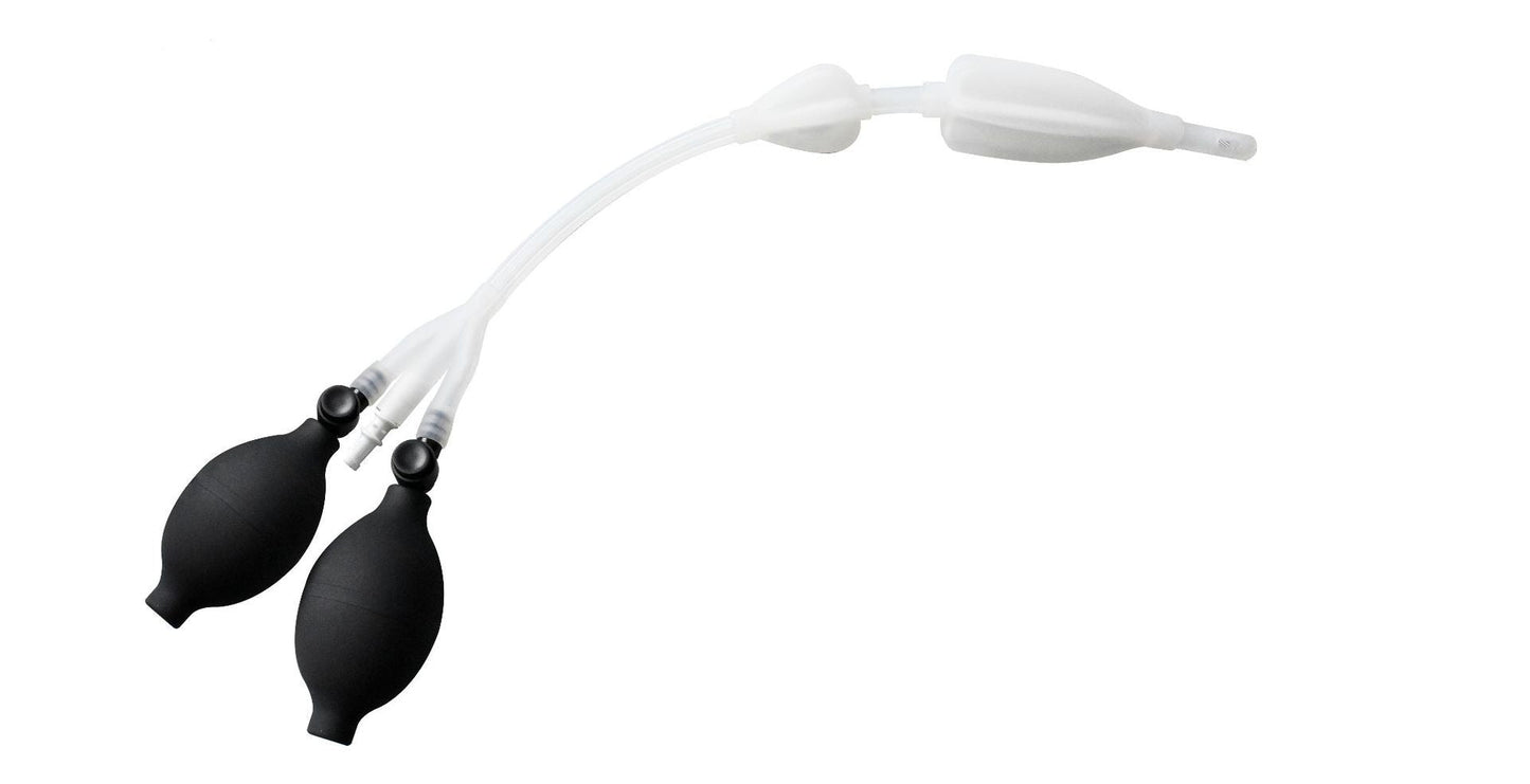 Enema Bulb Silicone Enema Douche Bulb Dual Side Openings Elastic Inflatable Double Bulb Flushing System for Health Care