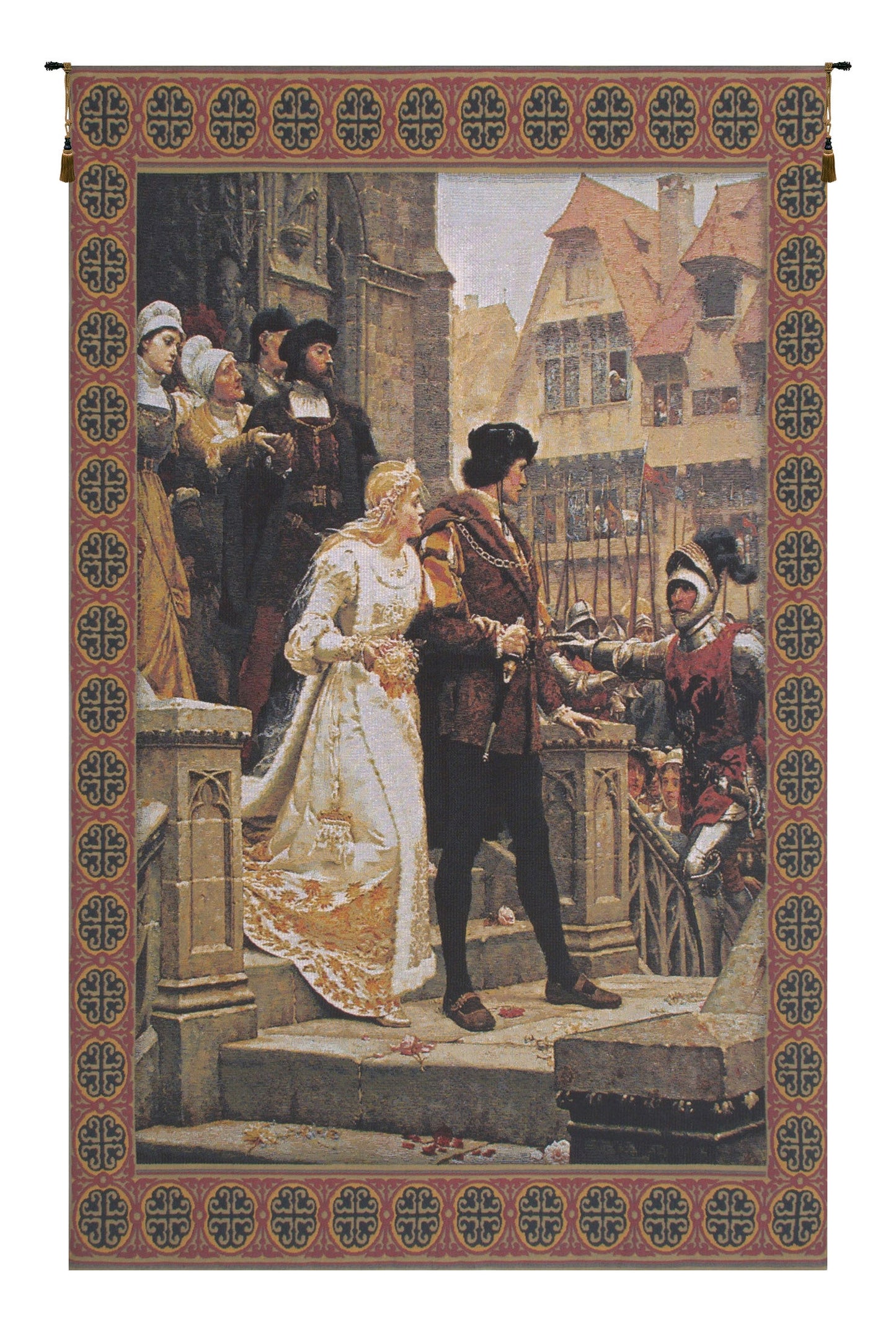 Call to Arms With Border Belgian Tapestry Wall Art