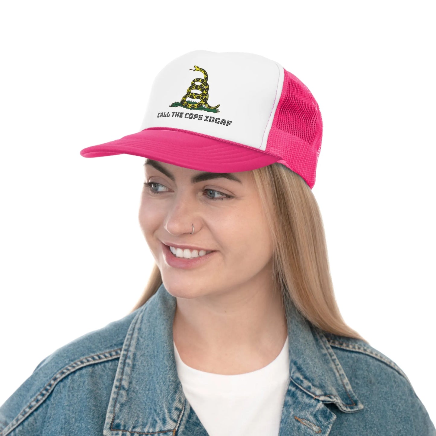 Call Cops IDGAF Gadsen Trucker Caps - 4LibertyShop.com