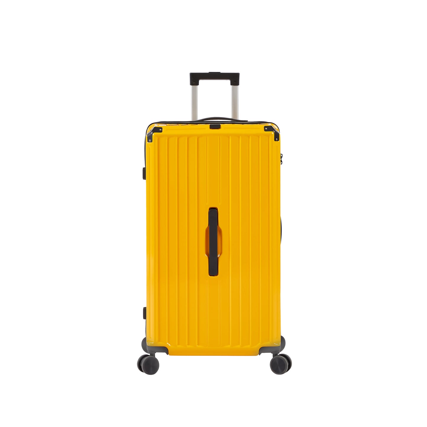 Luggage Set 4 pcs (20"/24"/29"/Travel Bag), PC+ABS Durable Lightweight Luggage with Collapsible Cup Holder TSA Lock, Yellow