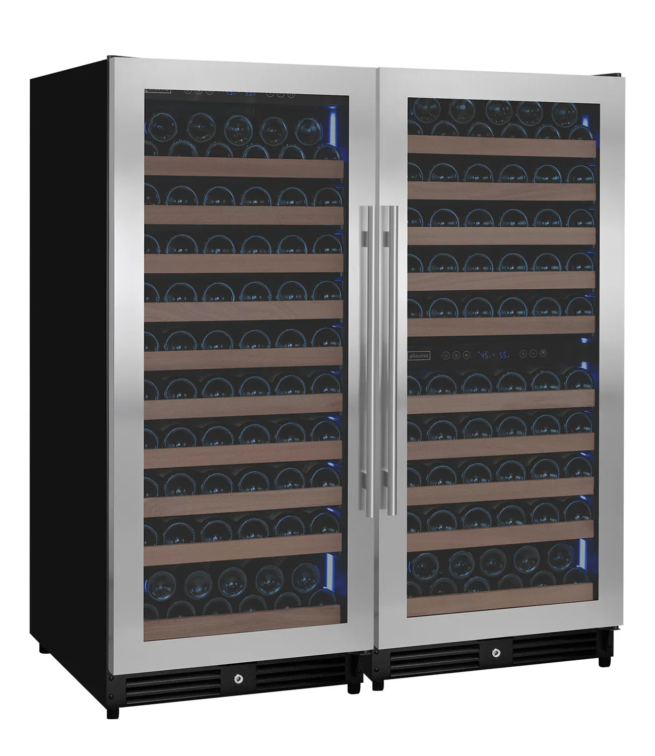 Allavino 238 Bottle 55" Tall Side-by-Side Stainless Steel Wine Refrigerator