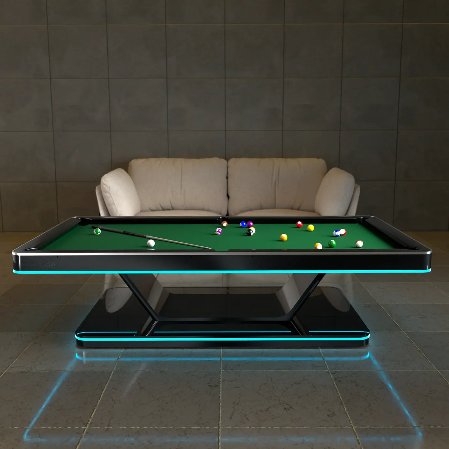White Billiards The Stark Modern Slate LED Pool Table