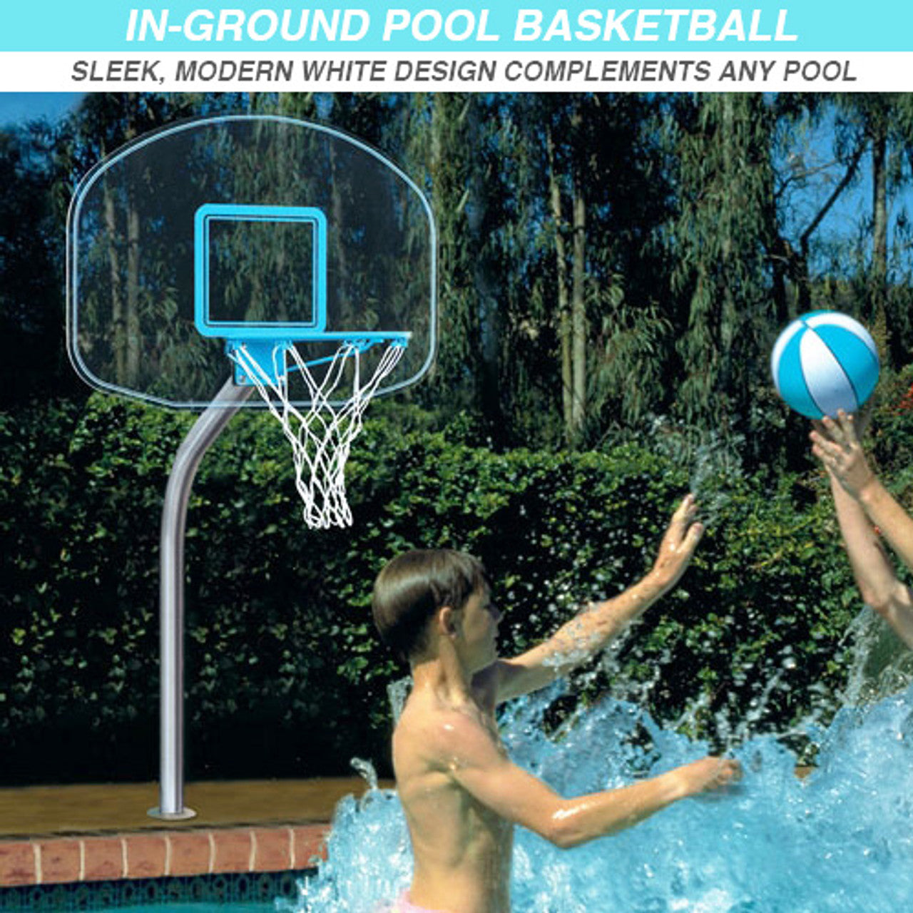 Dunn Rite Clear Hoop Jr. Deck-Mounted Pool Basketball Hoop (2 & 3/8" Post)