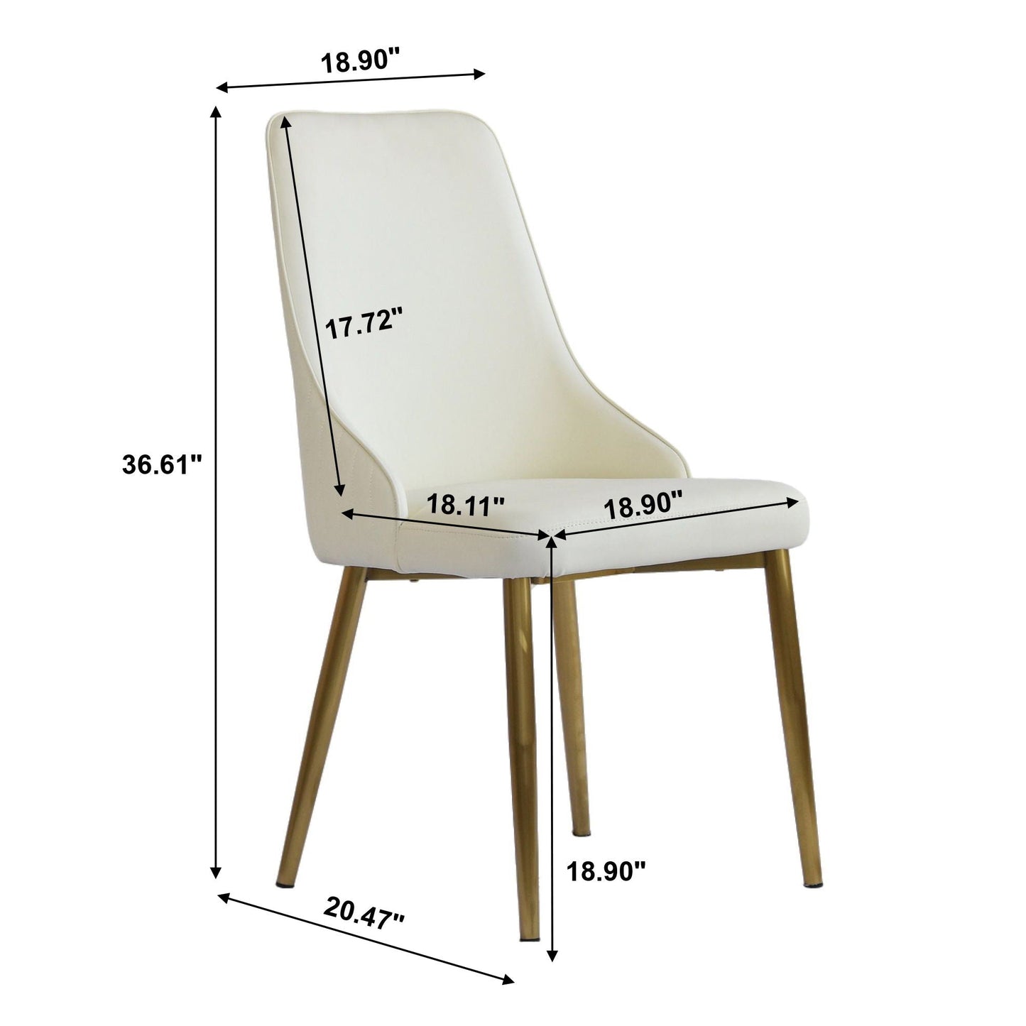 Modern Sponge-Filled Dining Chair, Solid Wood Metal Legs, Suitable For Restaurants, Living Rooms And Rooms (Set of 2) - White