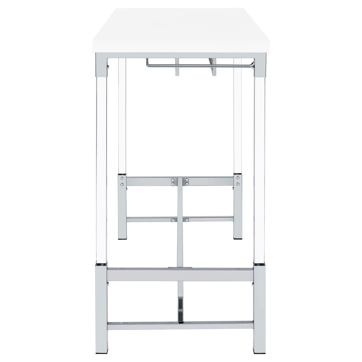 Tonneson - Bar Table With Trestle Base And Wine Storage - White