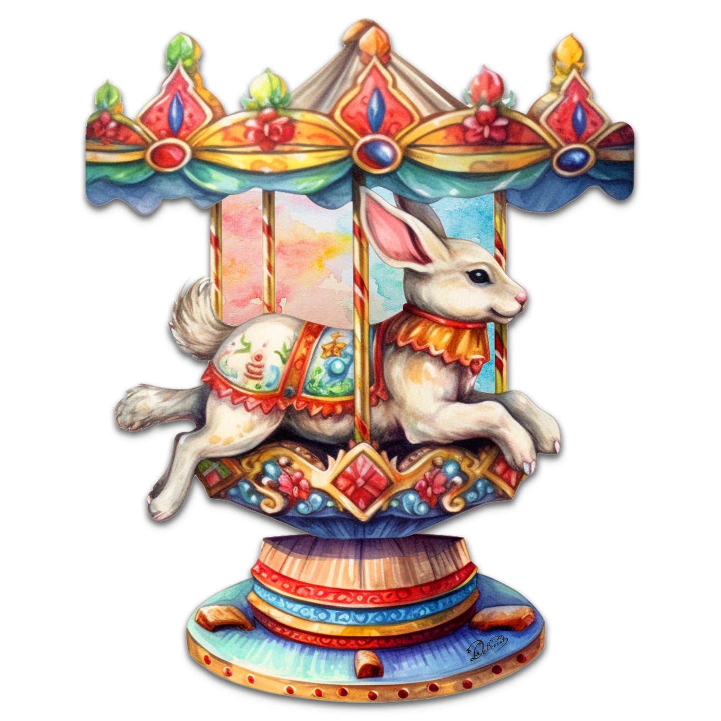 Carousel Bunny Holiday Door Decor  by G. Debrekht - Christmas Decor - 8611026H