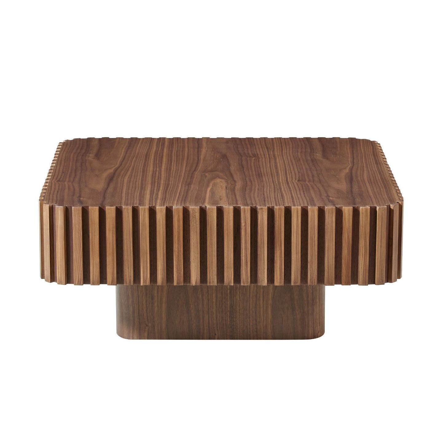 31.5 Inch Modern Handcraft Drum Coffee Table Walnut
