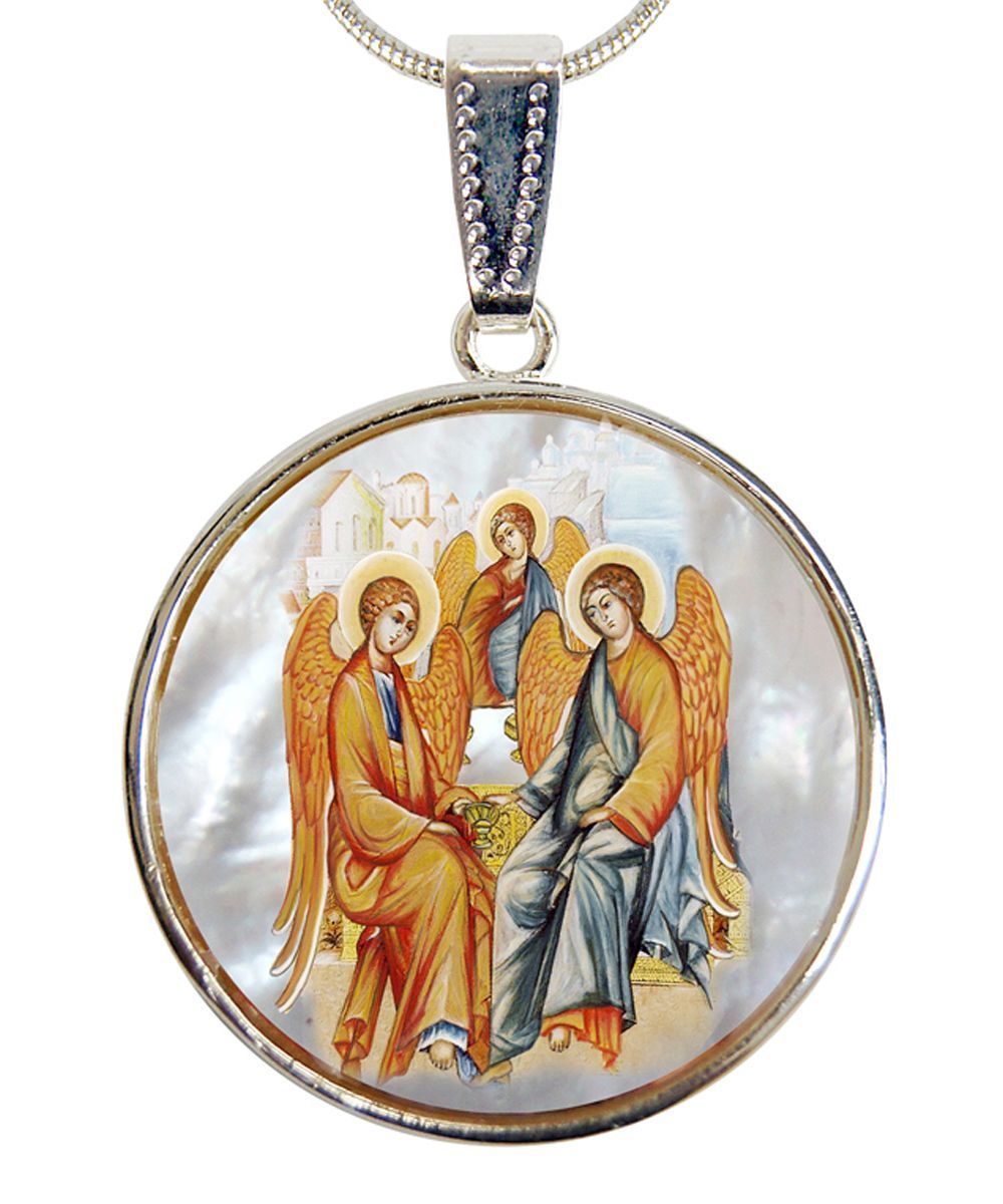 Old Testament Trinity Silver Plated Mother of Pearl Necklace Jewelry - 43015