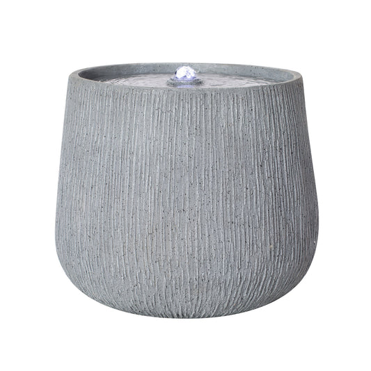 12.99' Gray Polyresin Outdoor Water Fountain with LED Light
