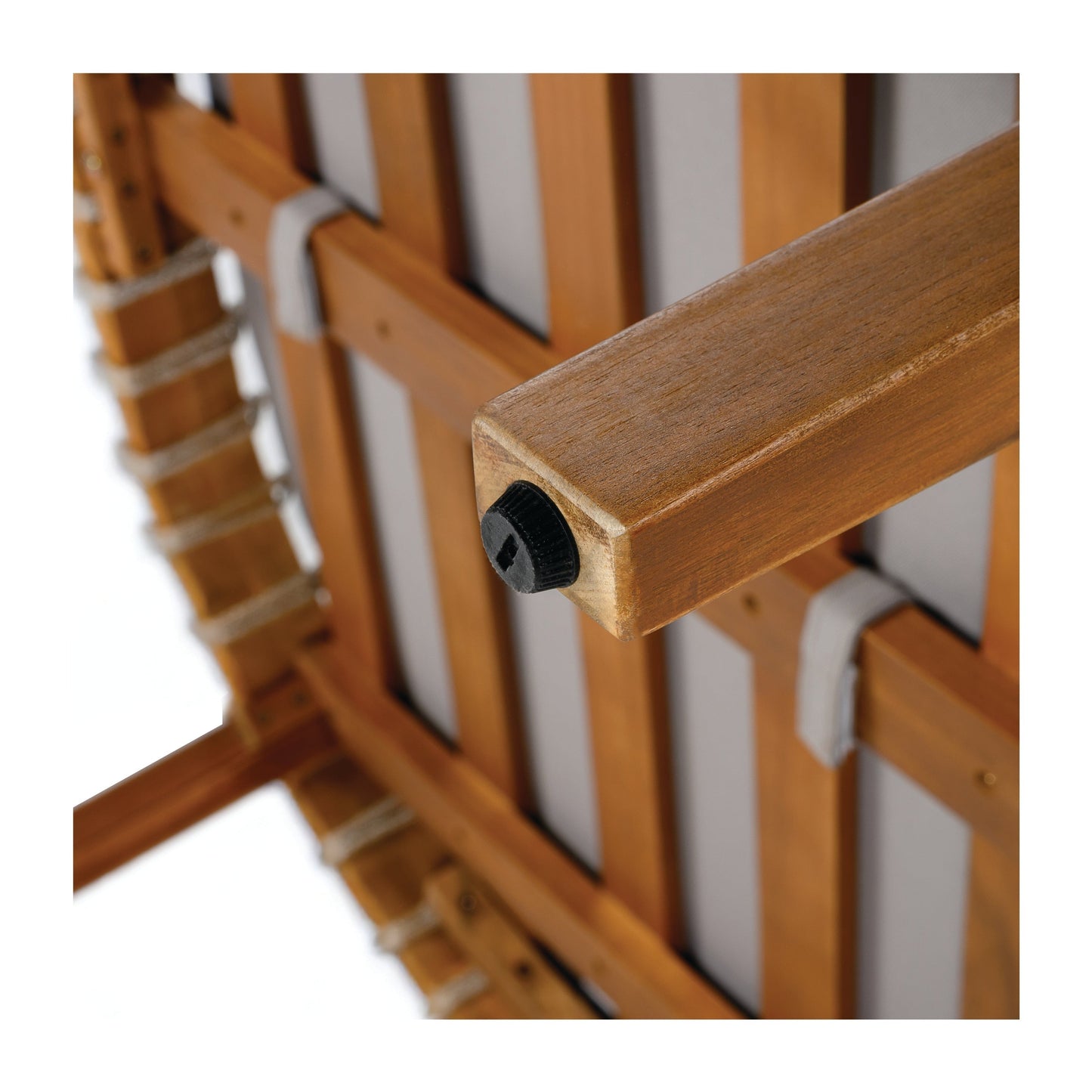Acacia Wood Outdoor Club Chair with Handwoven Rope Accents & Curved Backrest