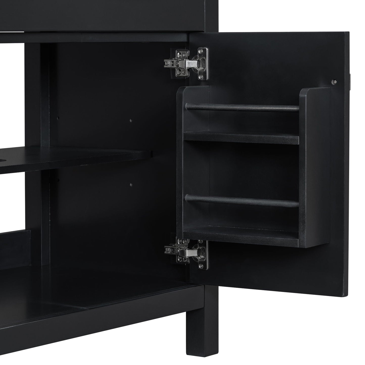 Bathroom Vanity With Ceramic Sink, Modern Single Bathroom Cabinet With 2 Doors And A Shelf, Soft Close Doors