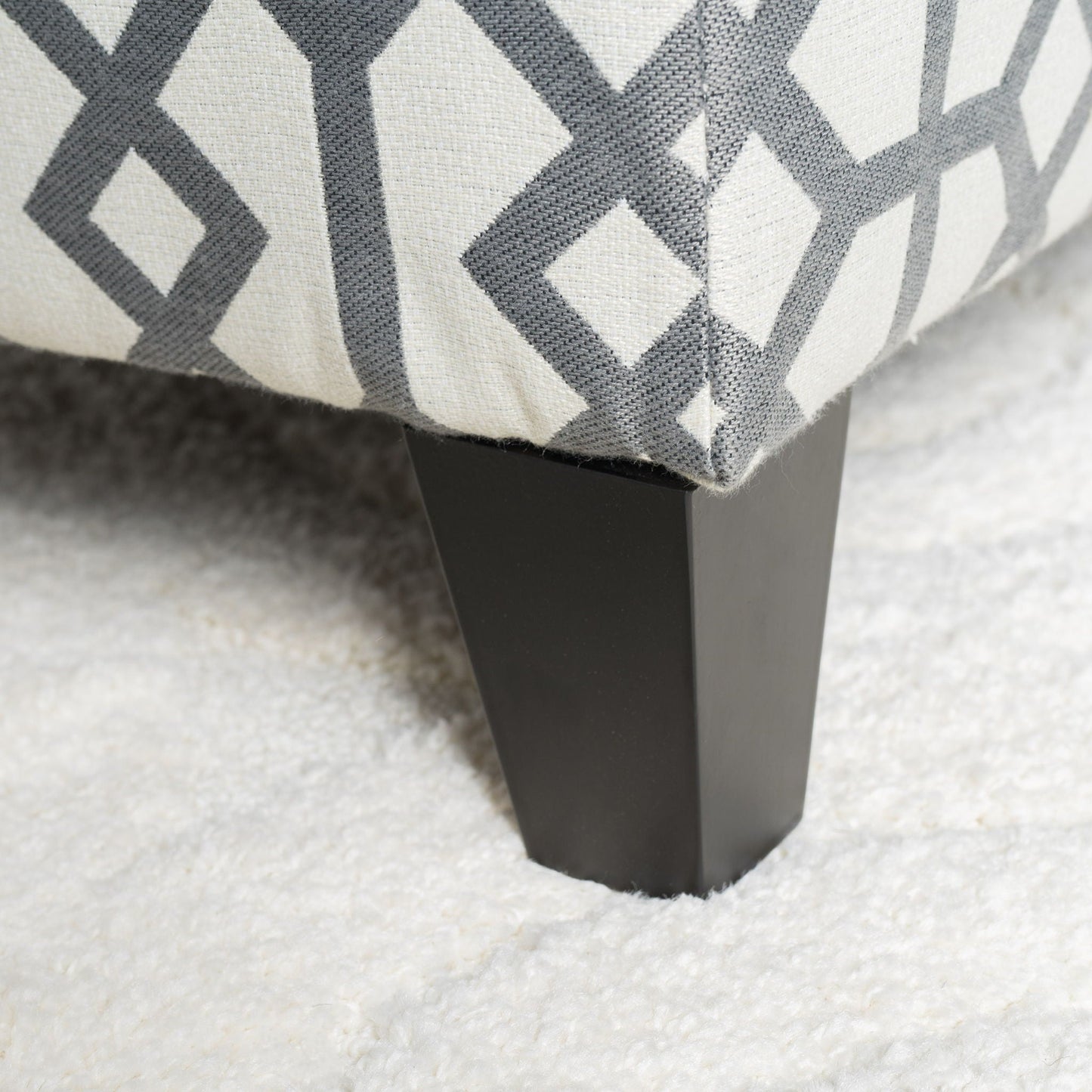 Quotient Upholstered Storage Ottoman With Tapered Block Feet - Gray / White