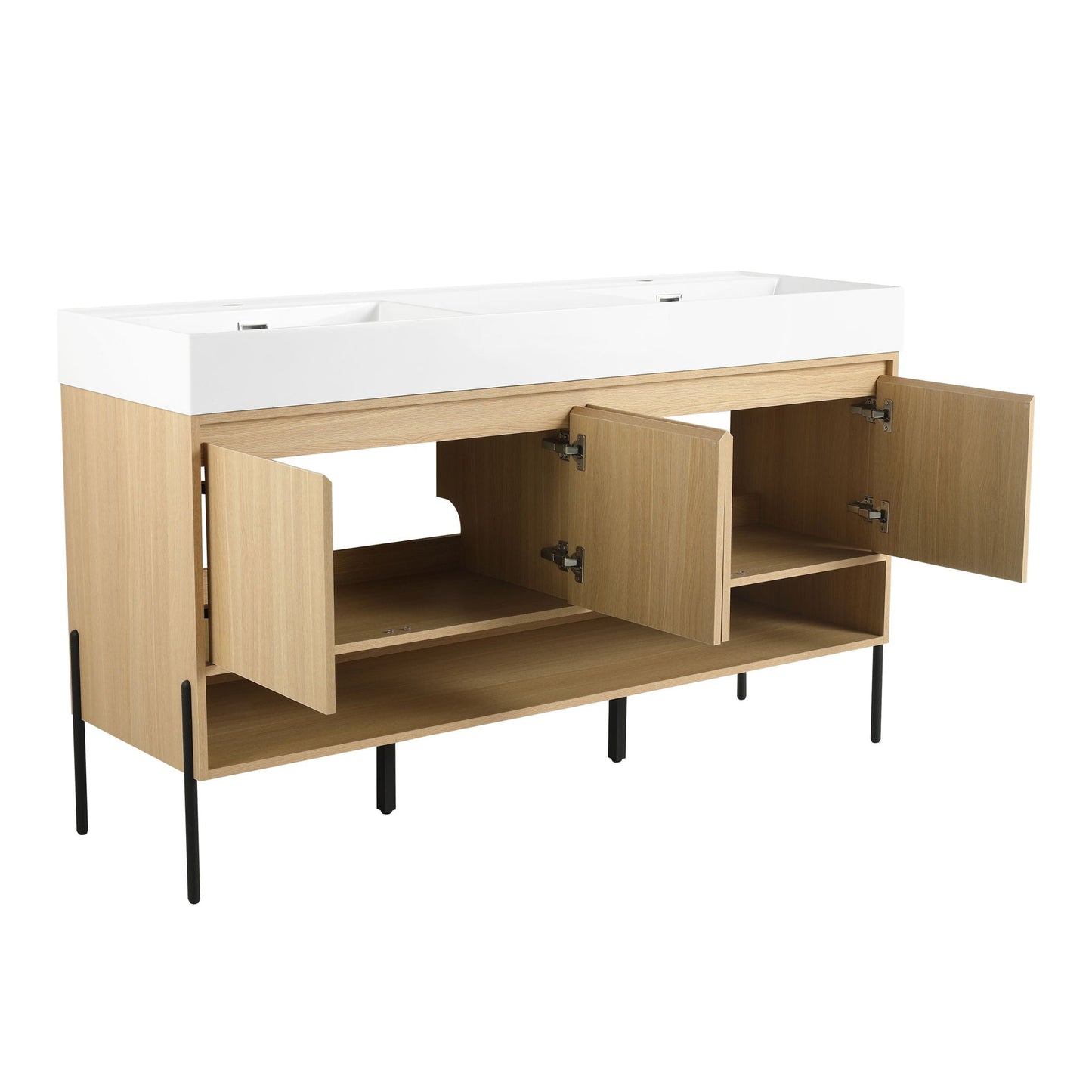 Modern Bathroom Vanity Combo With Single Resin Sink And Storage Cabinet
