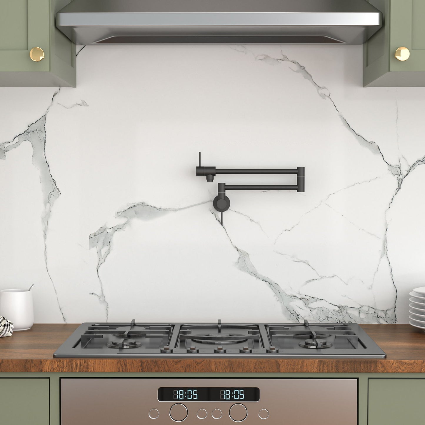 Modern Design Pot Filler Faucet Wall Mount Kitchen Sink, Folding Stretchable