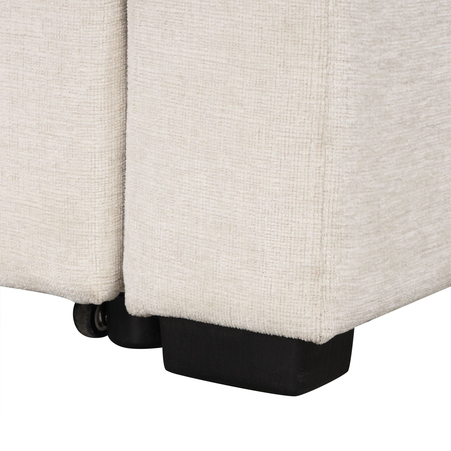Modern 2 Seater Loveseat Sofa With Pull-Out Bed, Fabric, Built-In USB Ports & Cup Holders