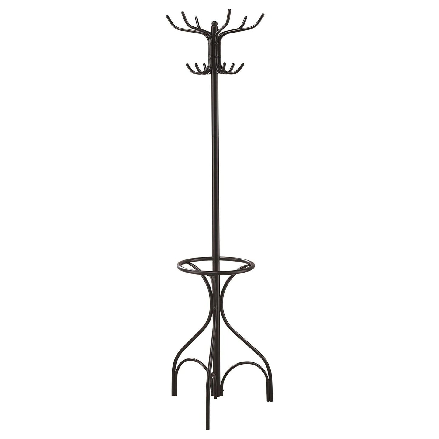 12 Hook Coat Rack With Umbrella Holder - Black