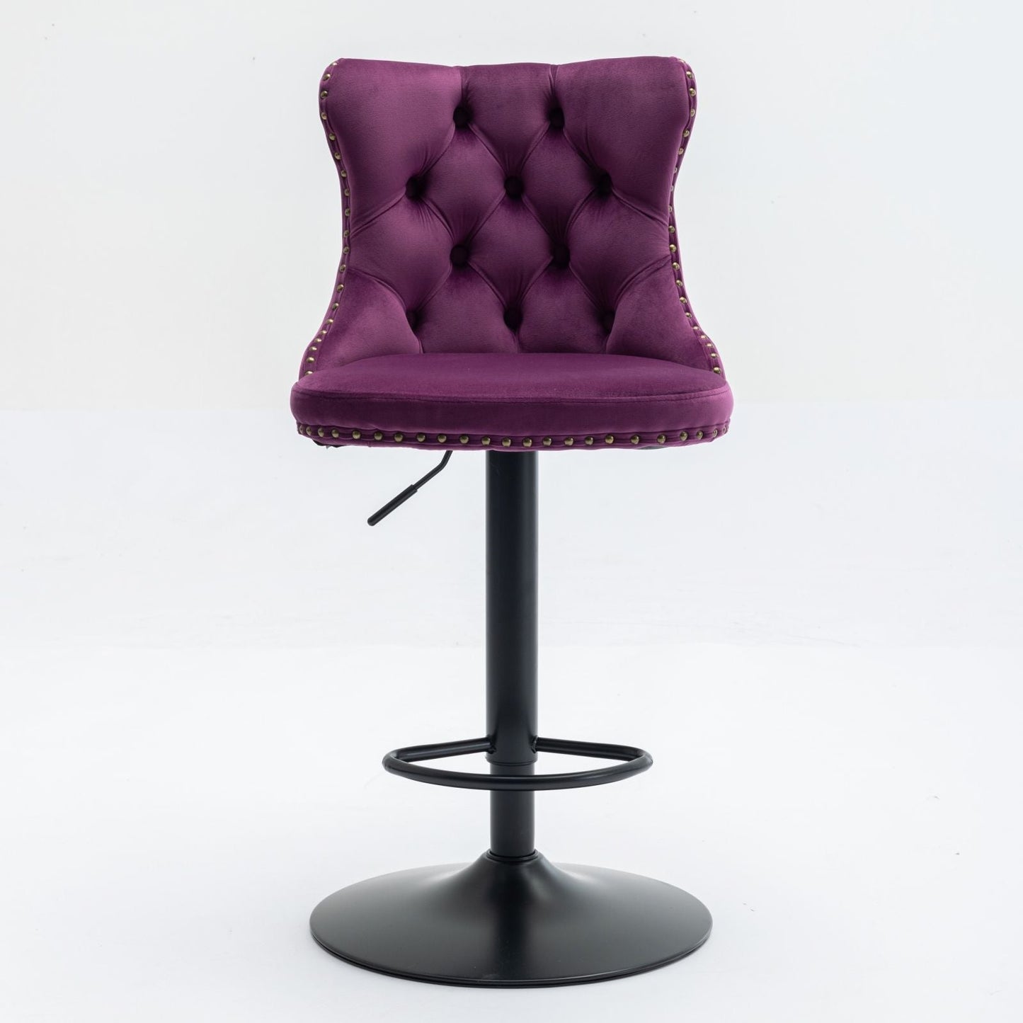 Swivel Barstools Adjusatble Seat Height, Modern Upholstered Bar Stools With Backs Comfortable Tufted For Home Pub And Kitchen Island (Set of 2)