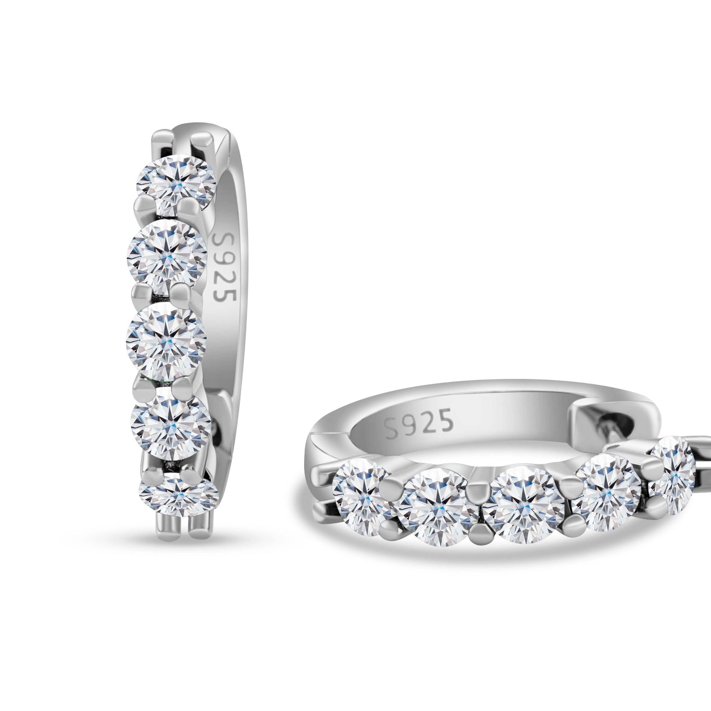 3mm Moissanite 10-Stone Stud Earrings 925 Sterling Silver For Women