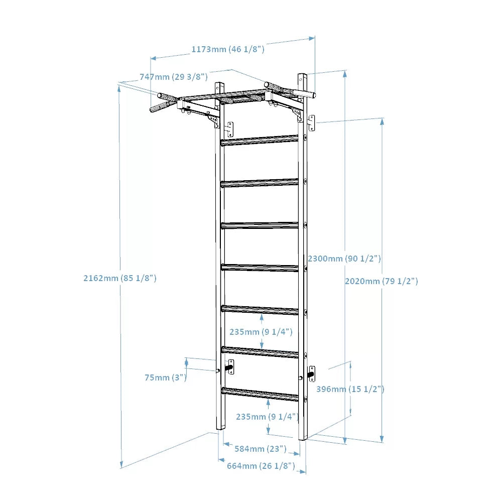 BenchK 221 Gymnastic Wall Bars with Ring and Swing Accessories