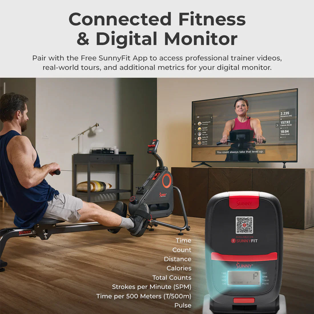 Premium Smart Magnetic Rowing Machine by Sunny Health & Fitness