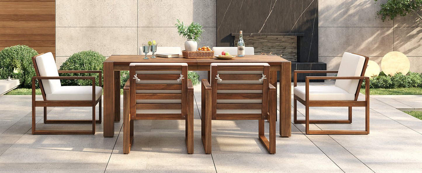TREXM Patio Table and Chairs Set, 7-Piece Outdoor Dining Set for 6