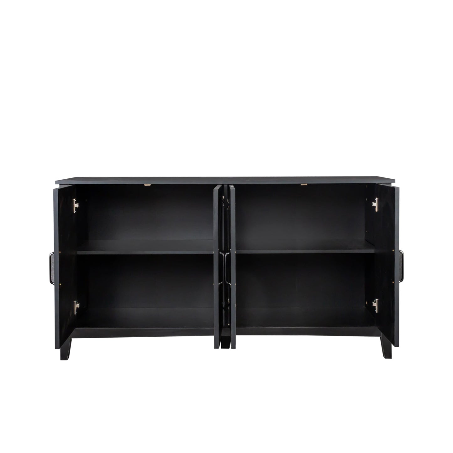 Cabinet With 4 Doors and 4 Open Shelves Freestanding Sideboard