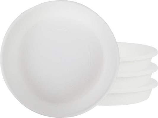 The HC Companies Flower Pot Saucers - Plastic Plant Saucer for Outdoors & Indoors - Traditional Design Plant Pot Trays for Water Drainage - Durable & Stylish Round Plant Tray (6-inch White)