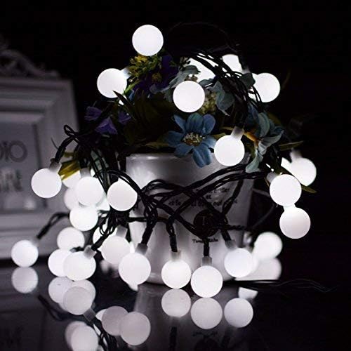 Globe Ball Fairy Lights, 50 LEDs 23ft/7M Solar Led Globe String Lights Waterproof with Two Lighting Modes for Garden Outdoor Party Christmas Decoration (Cold White)