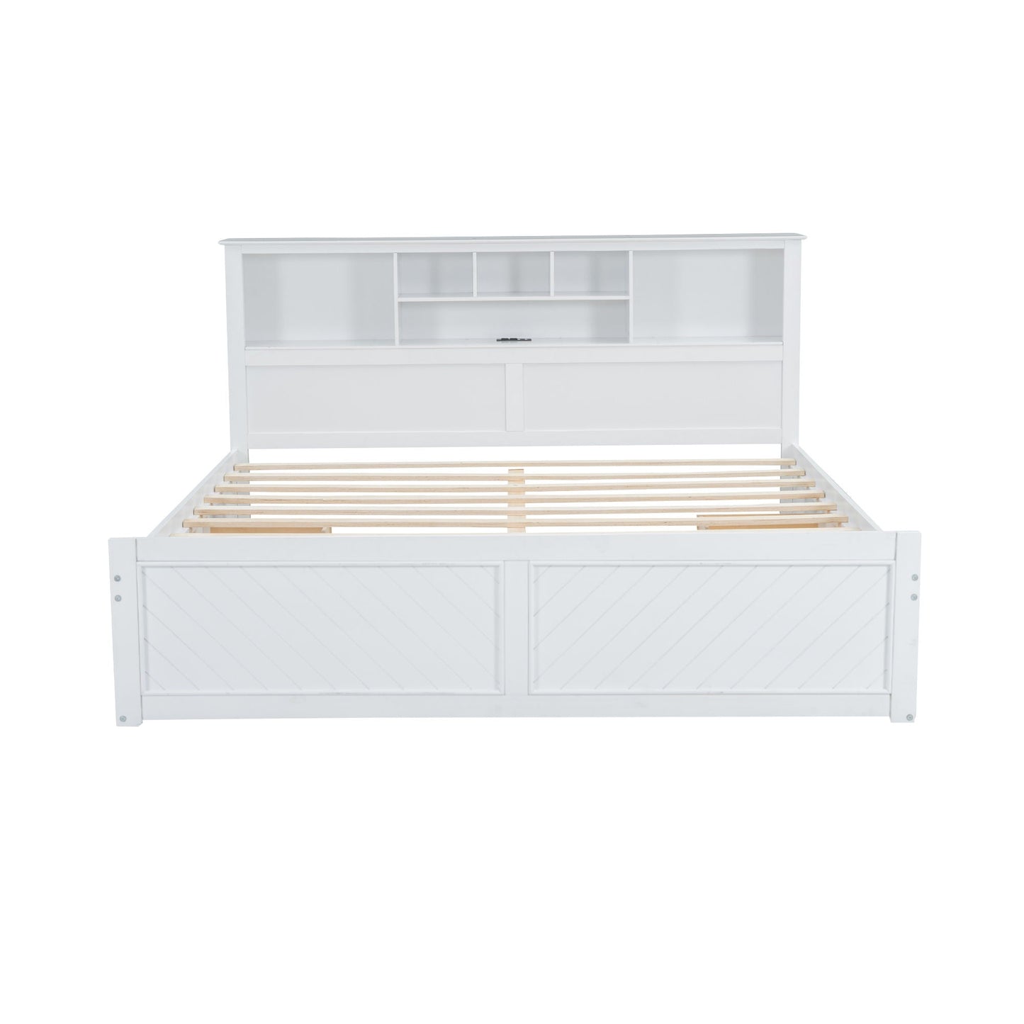 Platform Bed With Multi Storage Headboard, USB And Drawers