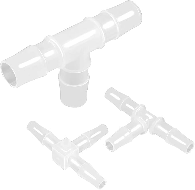 1/2" Tee Fitting Equal Barb 3 Way Hose Barb Fitting，Splicer Joint Mender Adapter Union Fitting for Fuel Gas Liquid Air (Pack of 5)
