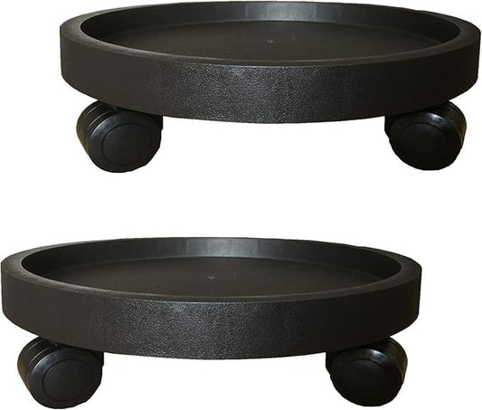 WanderingDonkey 2 Pack of 14 Inch Heavy Duty Plant Caddy with Wheels,Rolling Plant Stand Pot Trolley, Potted Flower Mover Dolly with Casters Round Coaster for Indoor Outdoor, Brown