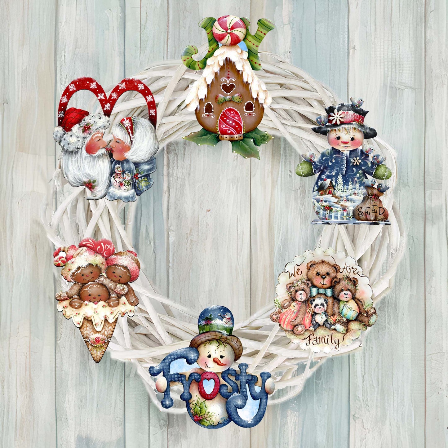 Merry Christmas  Clip-On Eco Wood Decorative Ornaments Set of 6 by Jamie Mills-Price - Christmas Decor - 8090136C-S6