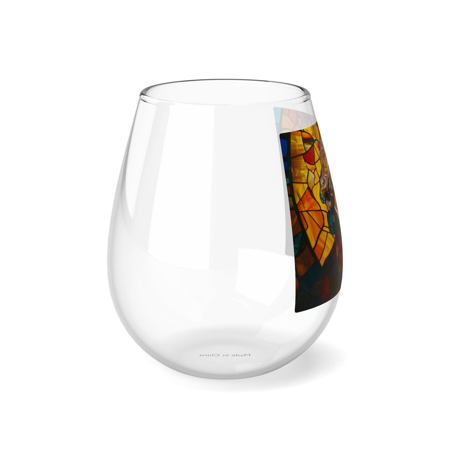 Thomas Jefferson Stained Glass Stemless Wine Glass, 11.75oz - 4LibertyShop.com