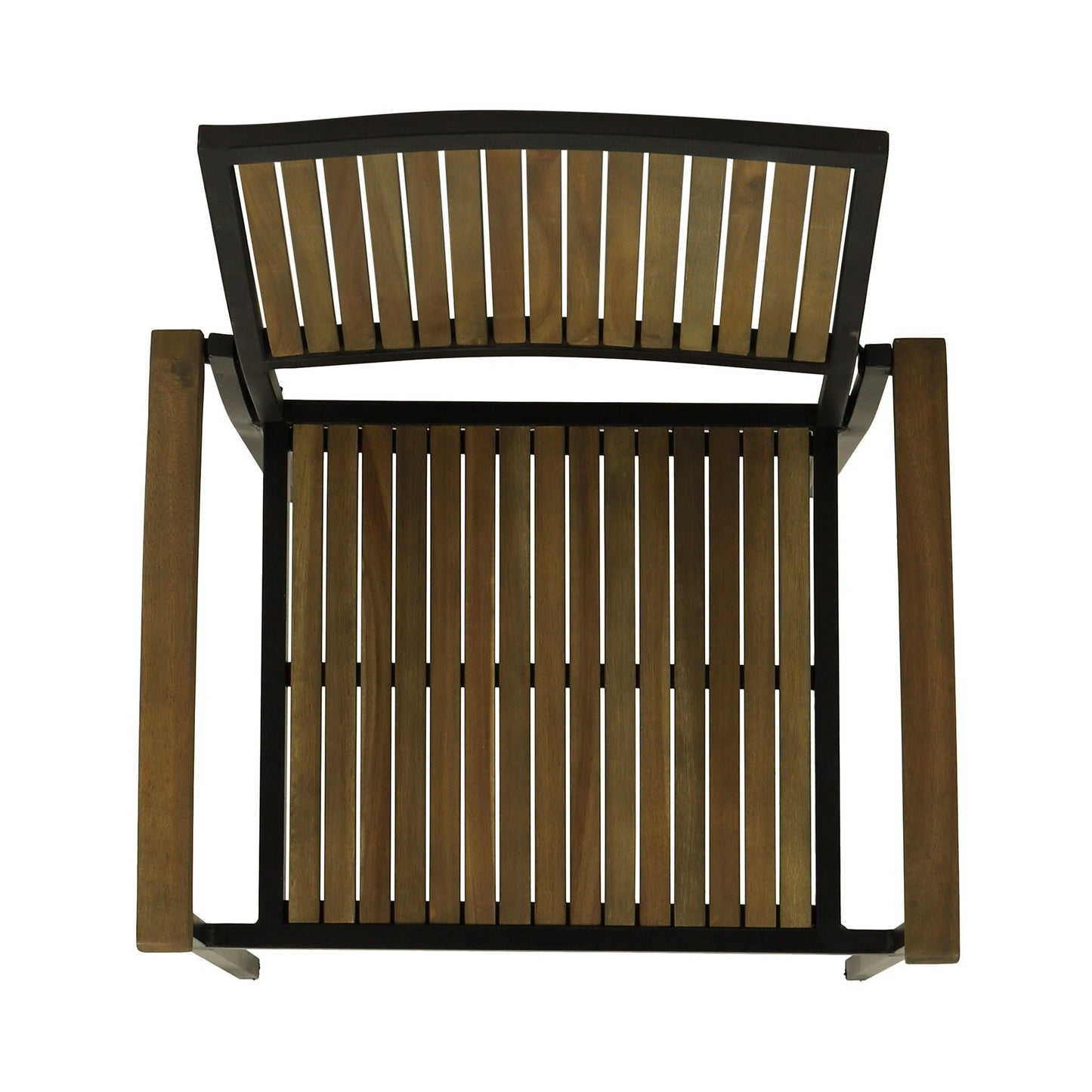 Vermilion Outdoor Dining Chair With Vertical Slat And Wooden Arm