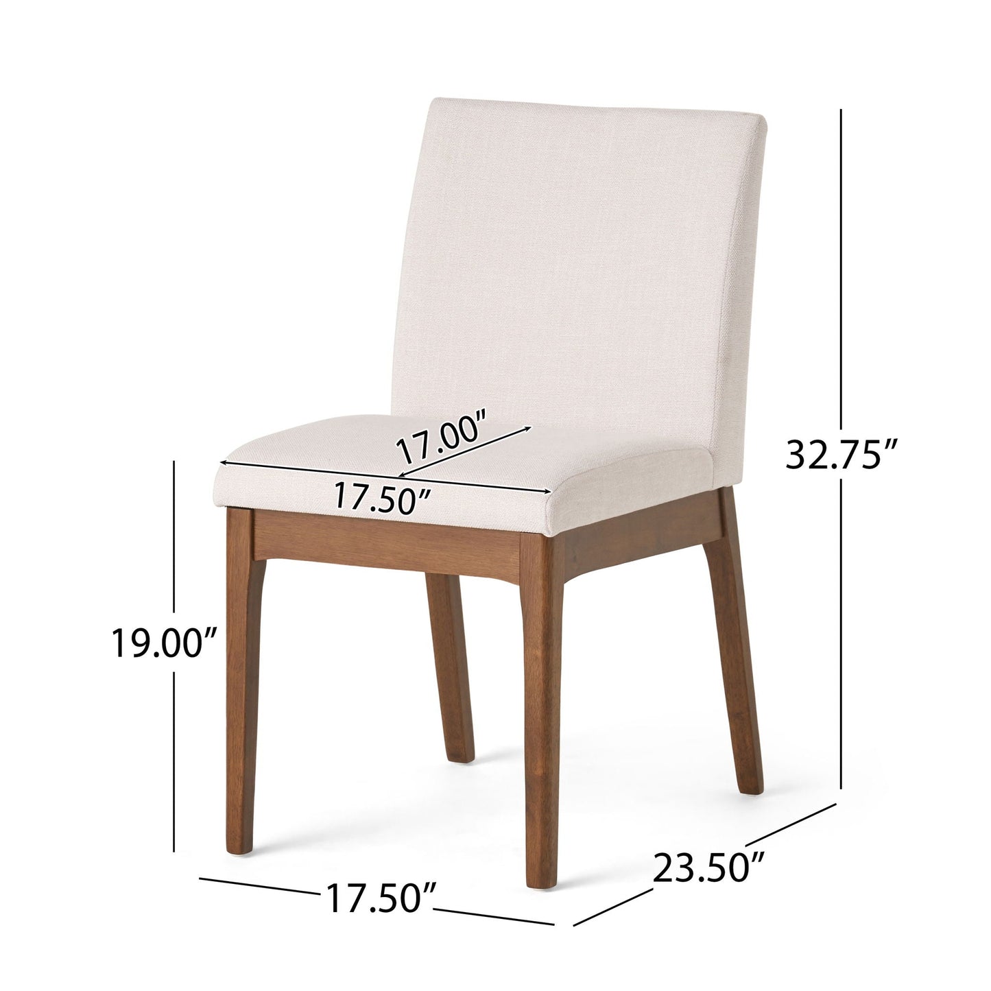 Dining Chairs with Upholstered Seat and Backrest (Set of 2) - Light Beige / Walnut