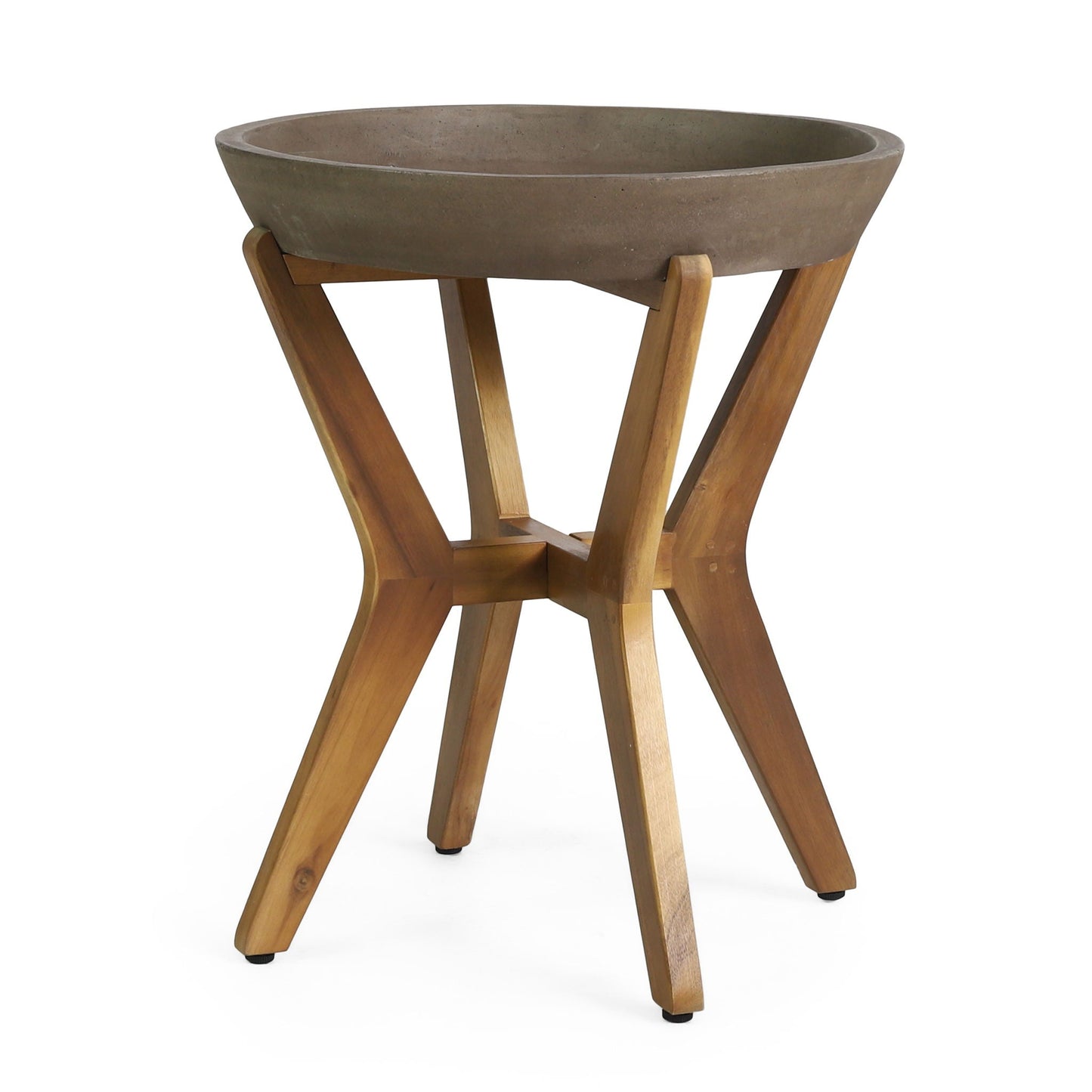 Yukon Contemporary Side Table with Lightweight Concrete Top and Acacia Wood Frame - Gray