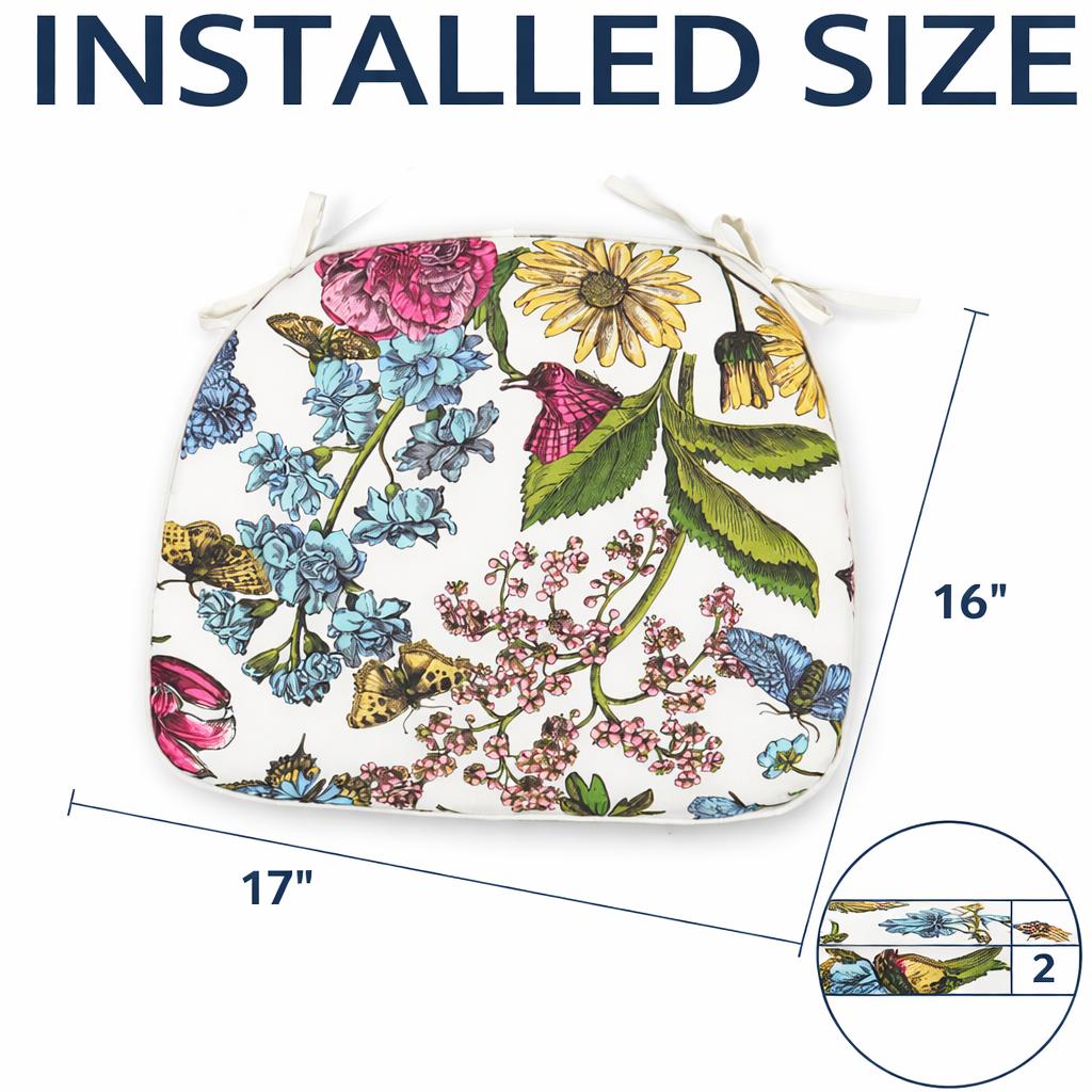 Outdoor Patio Chair Cushions - Botanical Floral Print