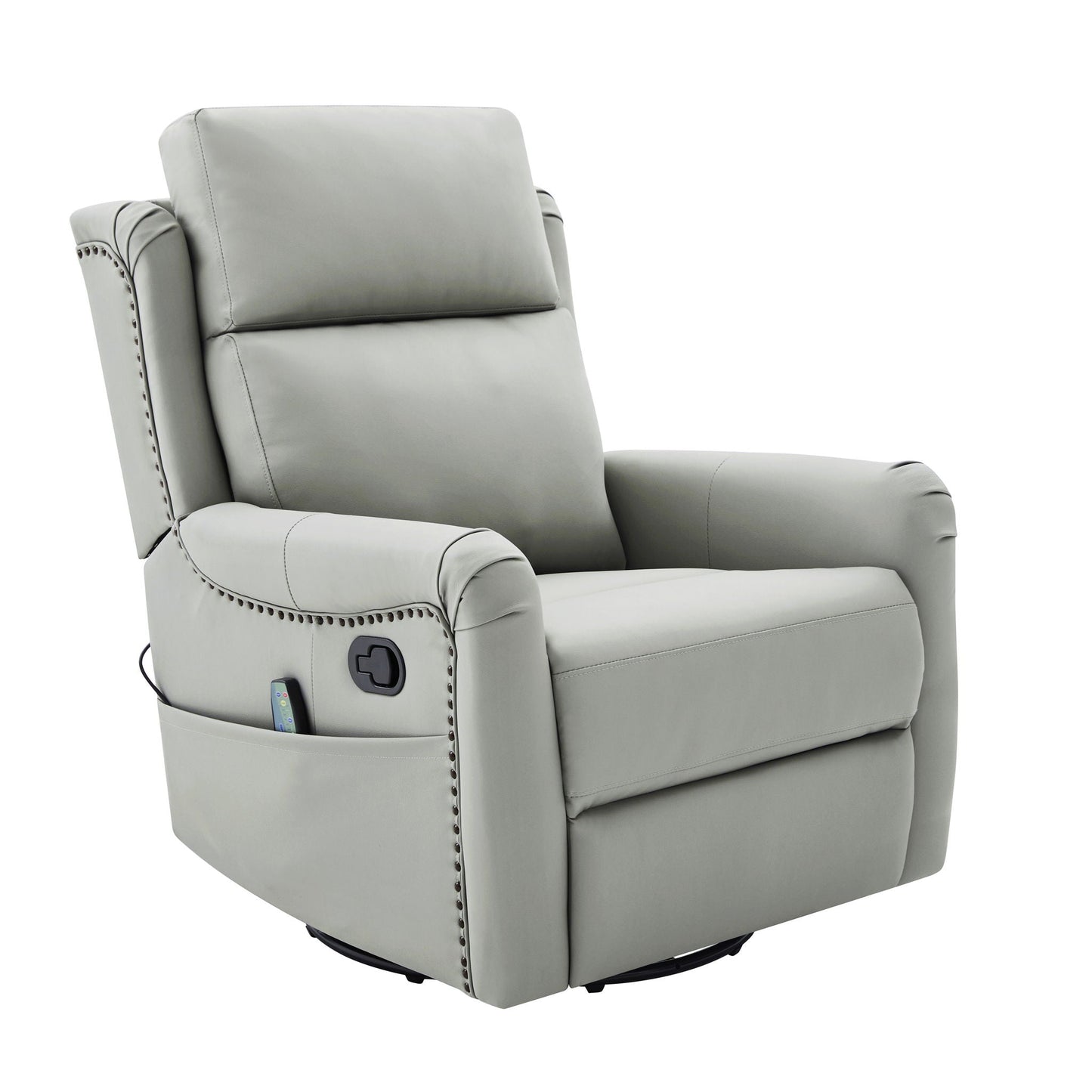 Manual Recliner Swivel Rocking Chair With 8-Point Massage and Heating