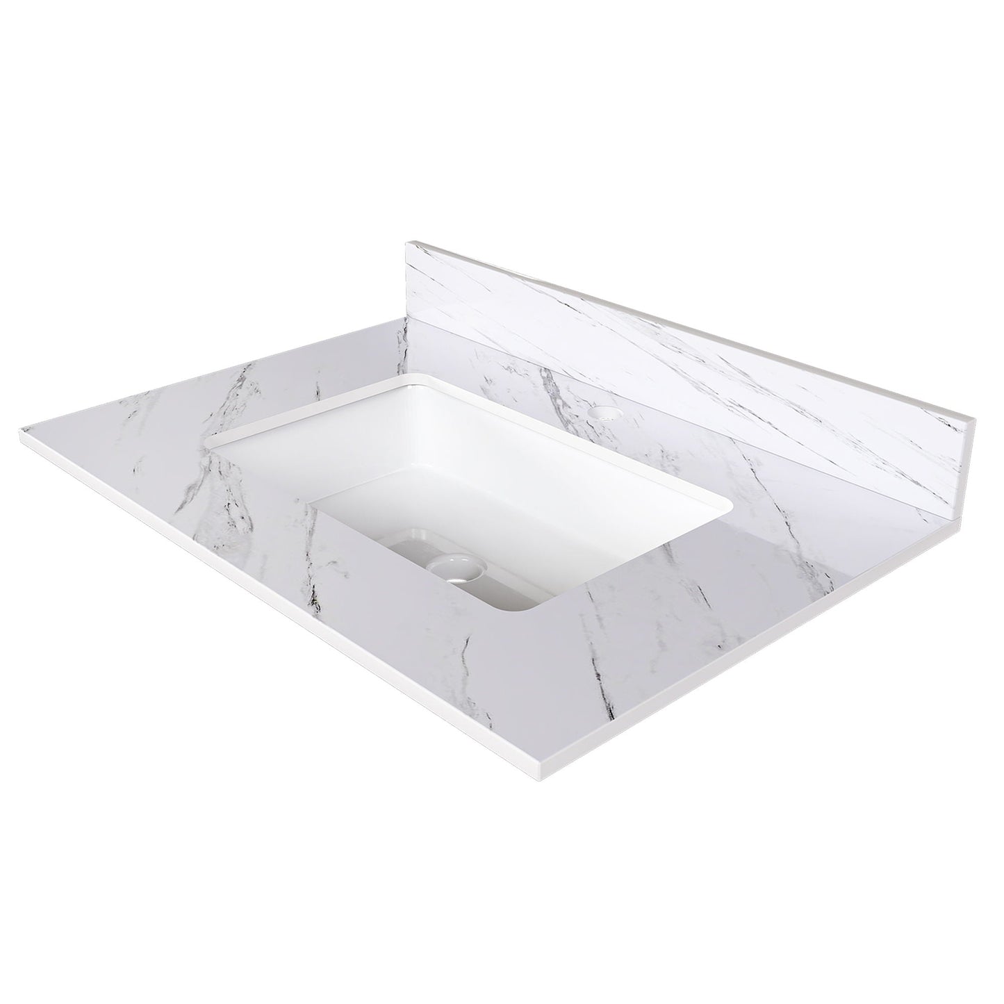 Bianco Carrara Venato Marble Vanity Top With Pre Drilled Faucet Hole And Undermount Sink