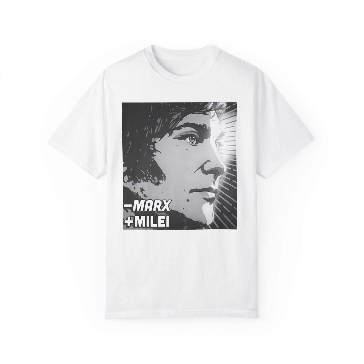 Less Marx, More Milei Icon of Liberty T-shirt - 4LibertyShop.com