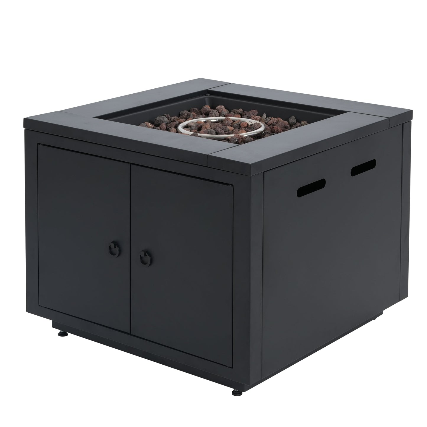 30inch Square  Steel Fire Pit Table, in Black,40000BTU