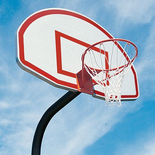Jaypro Gooseneck Basketball System - 54 in. Aluminum Fan Backboard, Single Rim Goal (Galvanized)