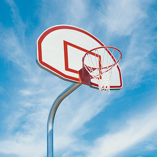 Jaypro Gooseneck Basketball System - 54 in. Aluminum Fan Backboard, Single Rim Goal (Galvanized)