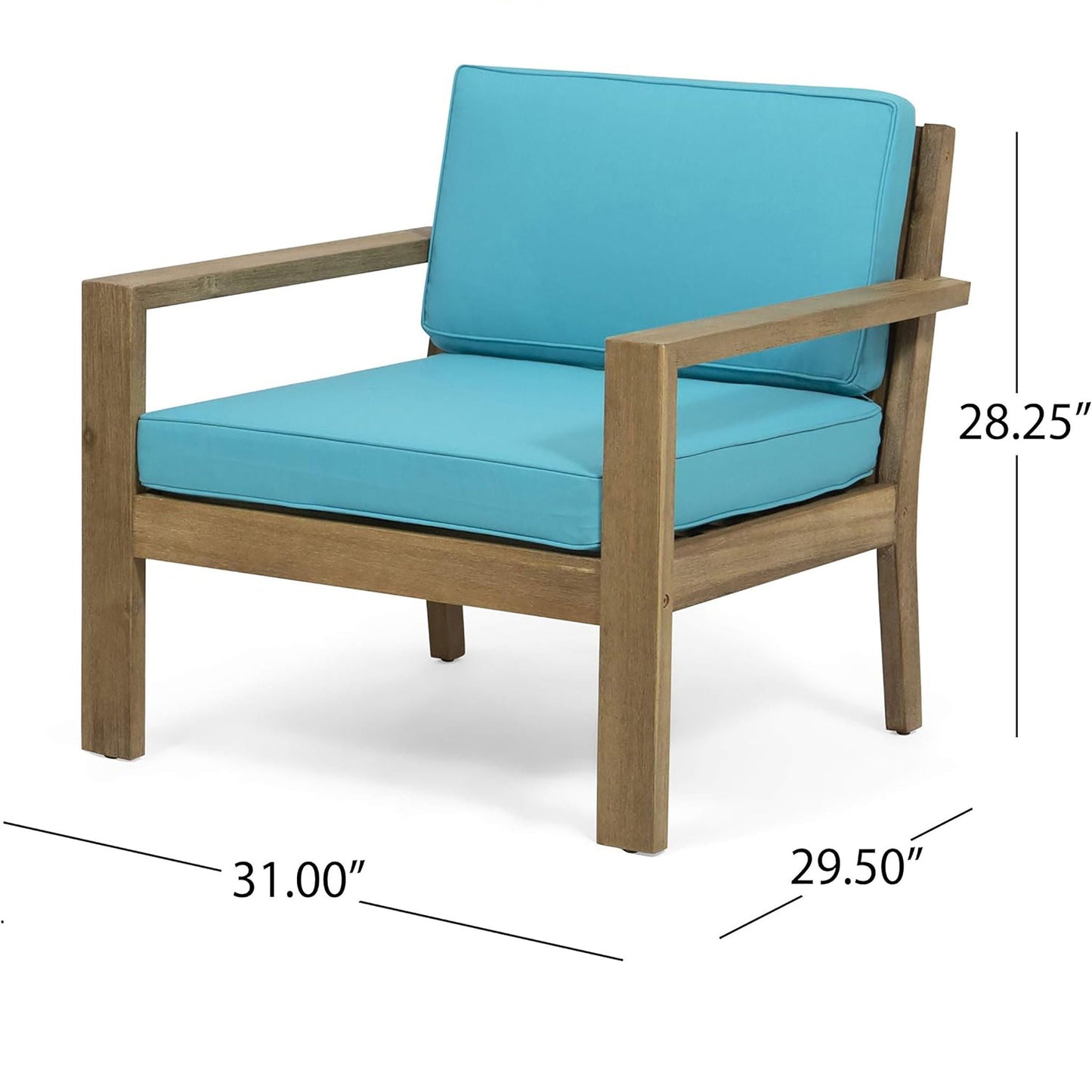 Antoine Outdoor Acacia Wood Club Chairs With Cushions (Set of 2)