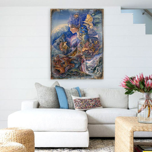 Once in a Blue Moon Fantasy Wooden Wall Art by Josephine Wall - Fantasy Decor - 852122-JW